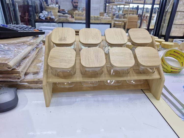 استند و بانکه ۸ عددی پیرکس و چوب بامبو